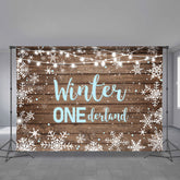 Winter Onederland Schneeflocke Holz Junge Geburtstag Hintergrund